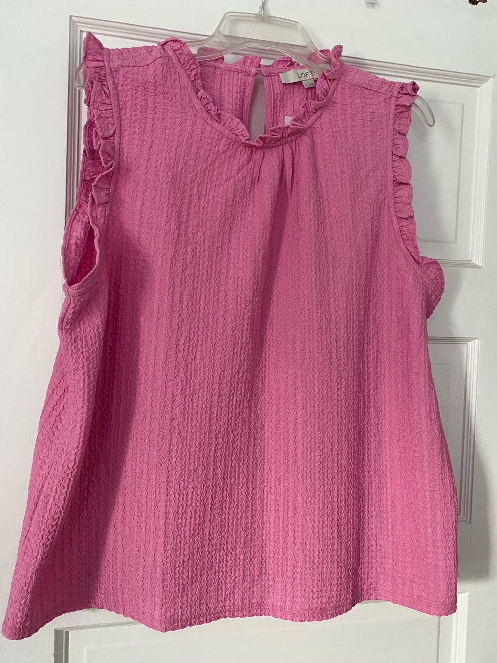 NWT NEW LOFT Pink Ruffled Sleeveless Blouse Size XL Double Cloth